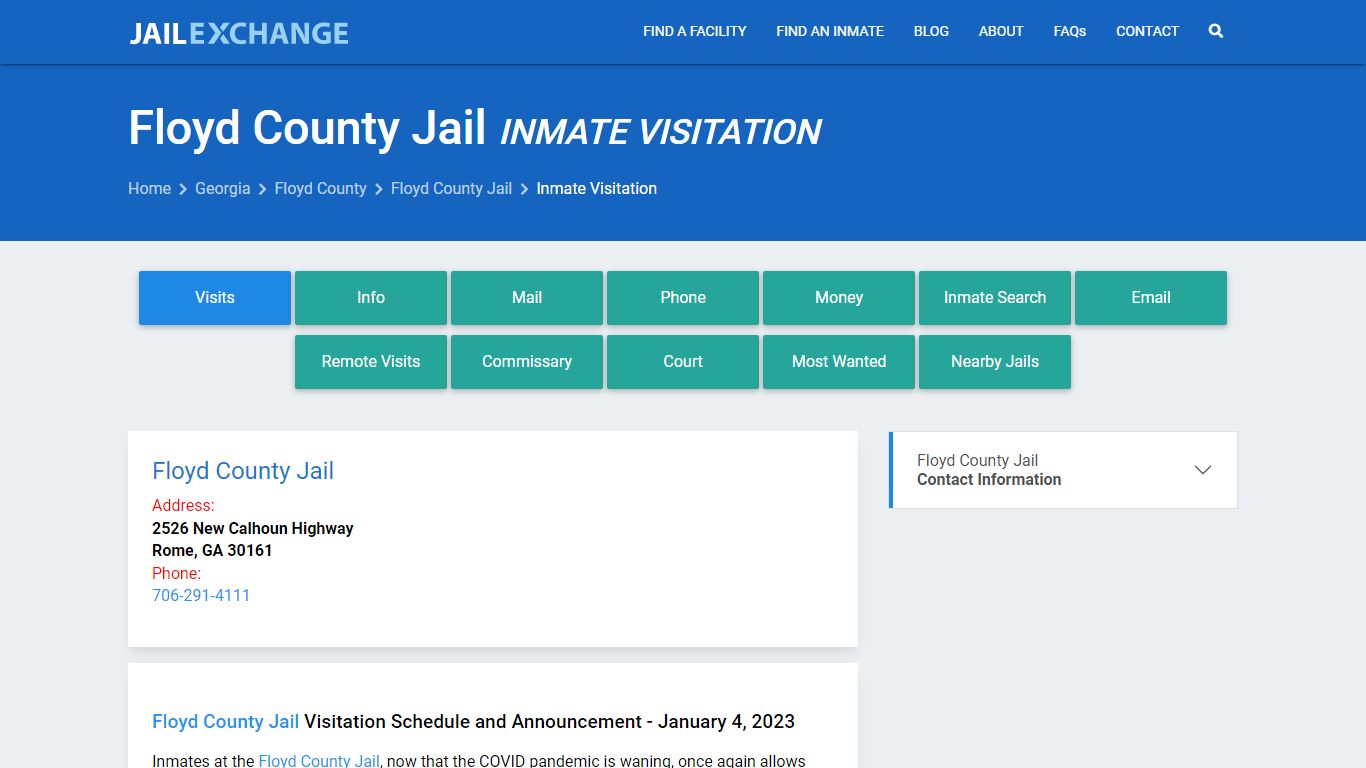 Inmate Visitation - Floyd County Jail, GA - Jail Exchange