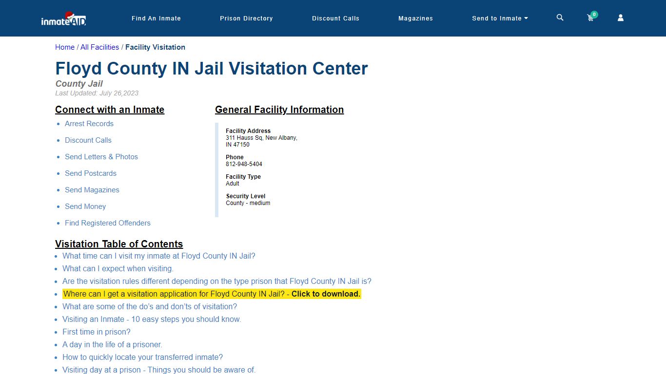 Floyd County IN Jail | Visitation, dress code & visiting hours - InmateAid